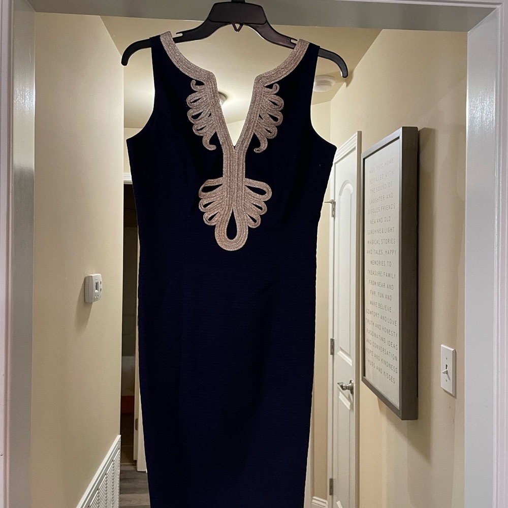 Lily Pulitzer Navy with Gold Dress Size 2